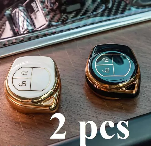Key Cover Compitable with Maruti Suzuki Swift | baleno | Ertiga | Wagonr | Celerio | Swift Dzire | Alto | Fronx | Brezza | S Presso | Ignis | K10 2 Button Remote Key (Black & White Pack of 2)