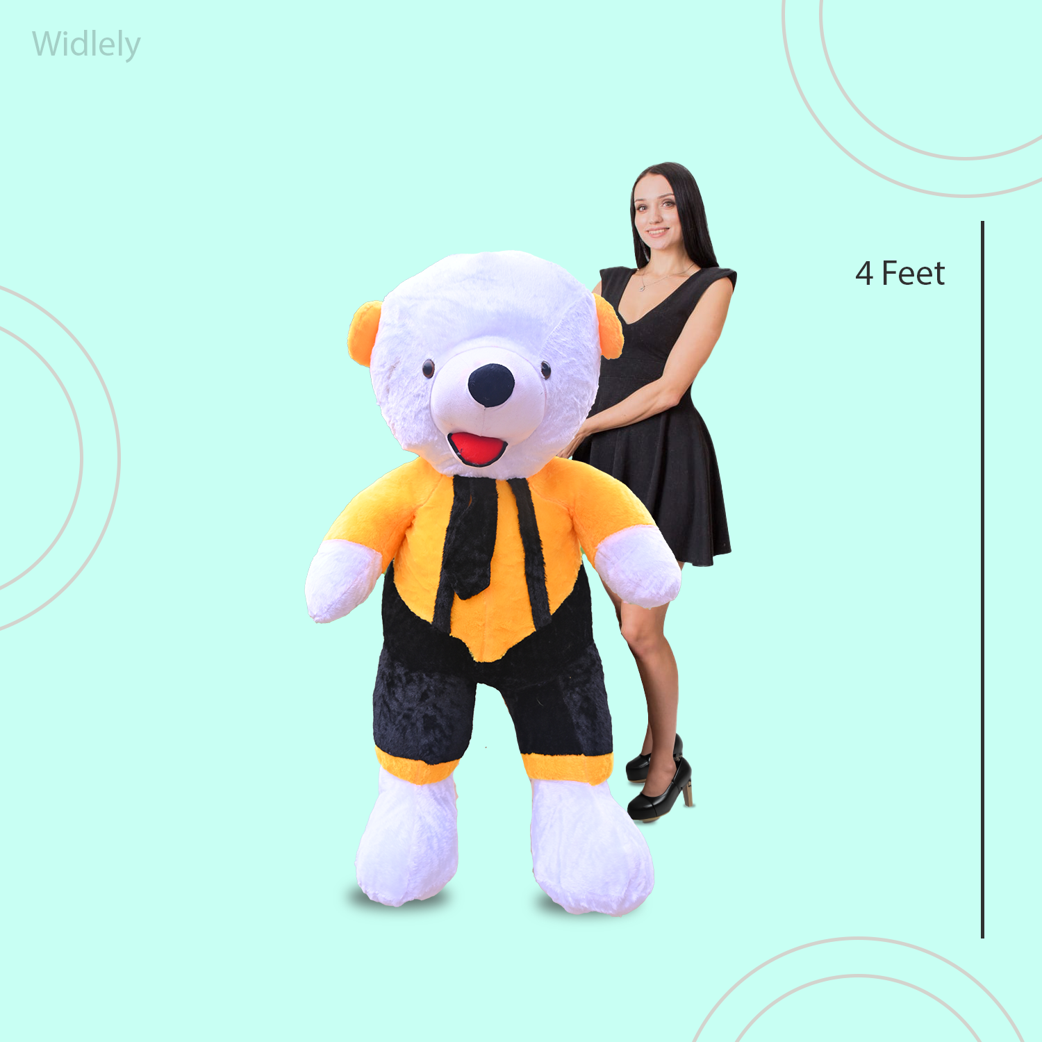 Widlely Teddy Bear with Tie for Kid's and Toddlers | Adorable Soft Toys | Best Gift for Birthday & Valentine ( White and Yellow Panda)