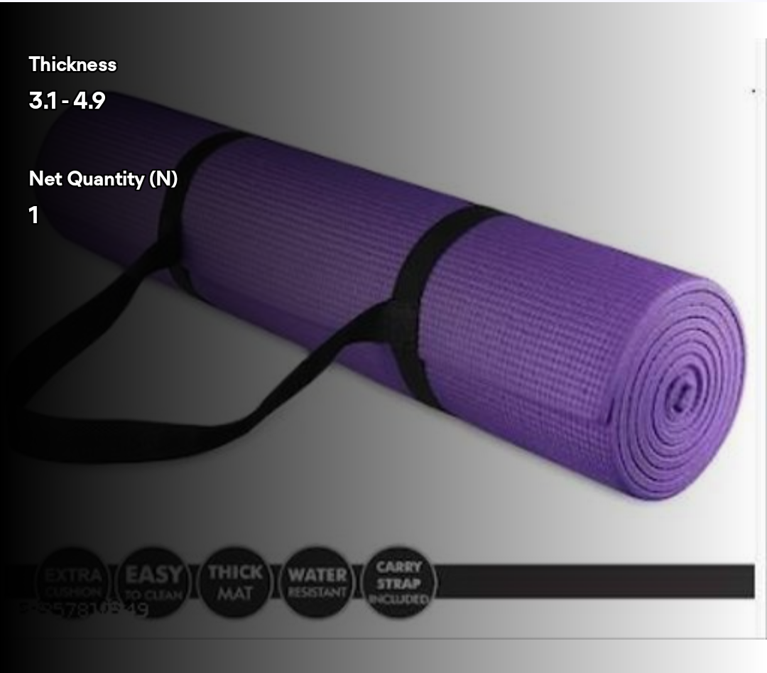 4 MM YOGA MAT ENVIRONMENT FRIENDLY, EASY TO CARRY WITH CARRY STRAP