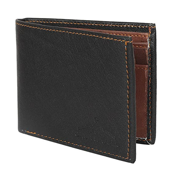 Genuine  Leather Men's Wallet (Black) - Free Delivery with Surprise Gift