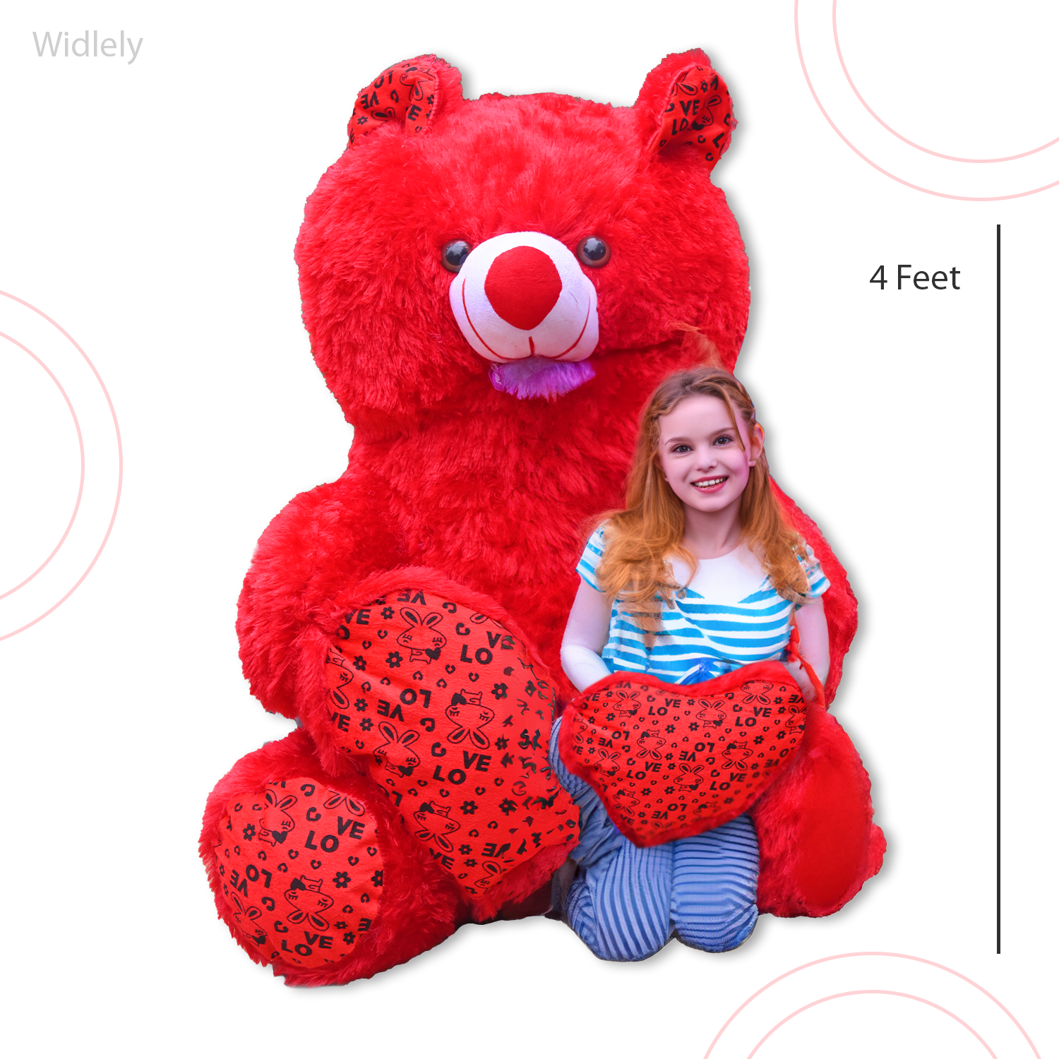 Widlely Teddy Bear with Tie for Kid's and Toddlers | Adorable Soft Toys | Best Gift for Birthday & Valentine ( Red Teddy)